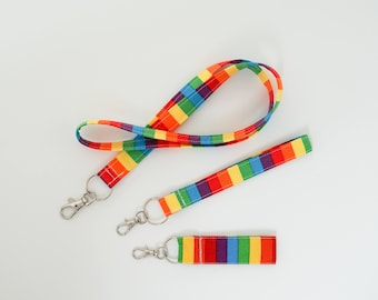 Rainbow Pattern Keychain, LGBTQ+ Cute Handmade Lanyard &quot;The Pride&quot;