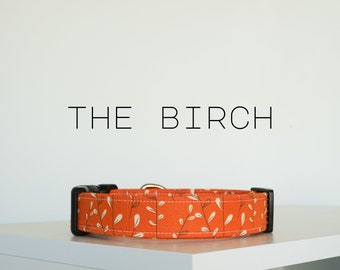 Fall Leaf Dog Collar, Orange Autumn Dog Collar "The Birch"