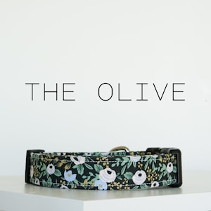 Vintage Floral Pattern Dog Collar, Pretty Handmade Pet Collar &quot;The Olive&quot;