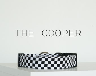 Trendy Checkered Dog Collar, Fun Checked Print Pet Collar "The Cooper"