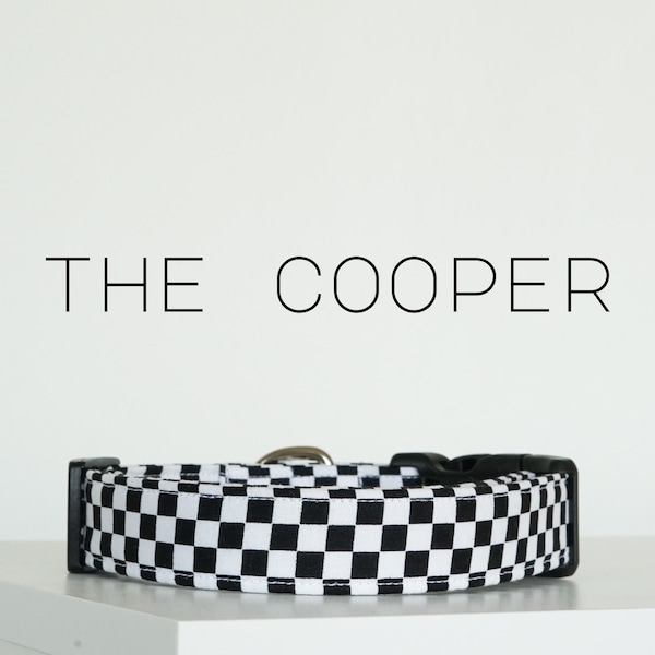 Trendy Checkered Dog Collar, Fun Checked Print Pet Collar "The Cooper"