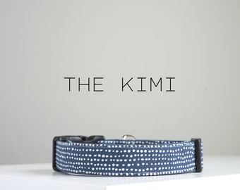 Japanisches gepunktetes Hundehalsband, klassisches Indigo-Hundehalsband „The Kimi“