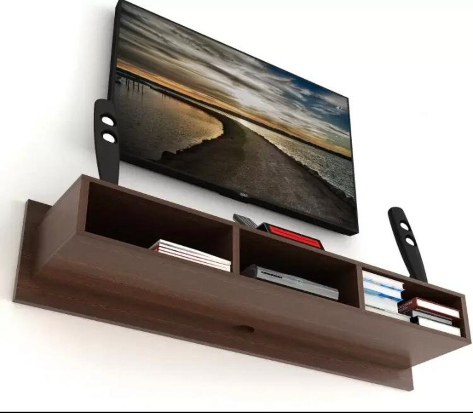 Floating Shelf Tv Wall Floating TV Console Accent Wall Etsy