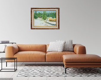 Winter landscape, Oil painting on Canvas, Original Art, Wall Decor, Landscape Painting, Living Room Art Nature Art