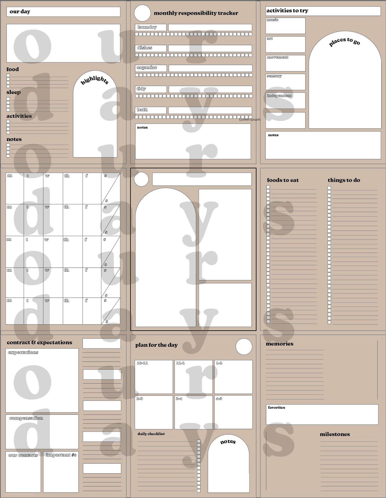 DIGITAL NANNY LOG // Printable Daily Babysitting Planner - Etsy