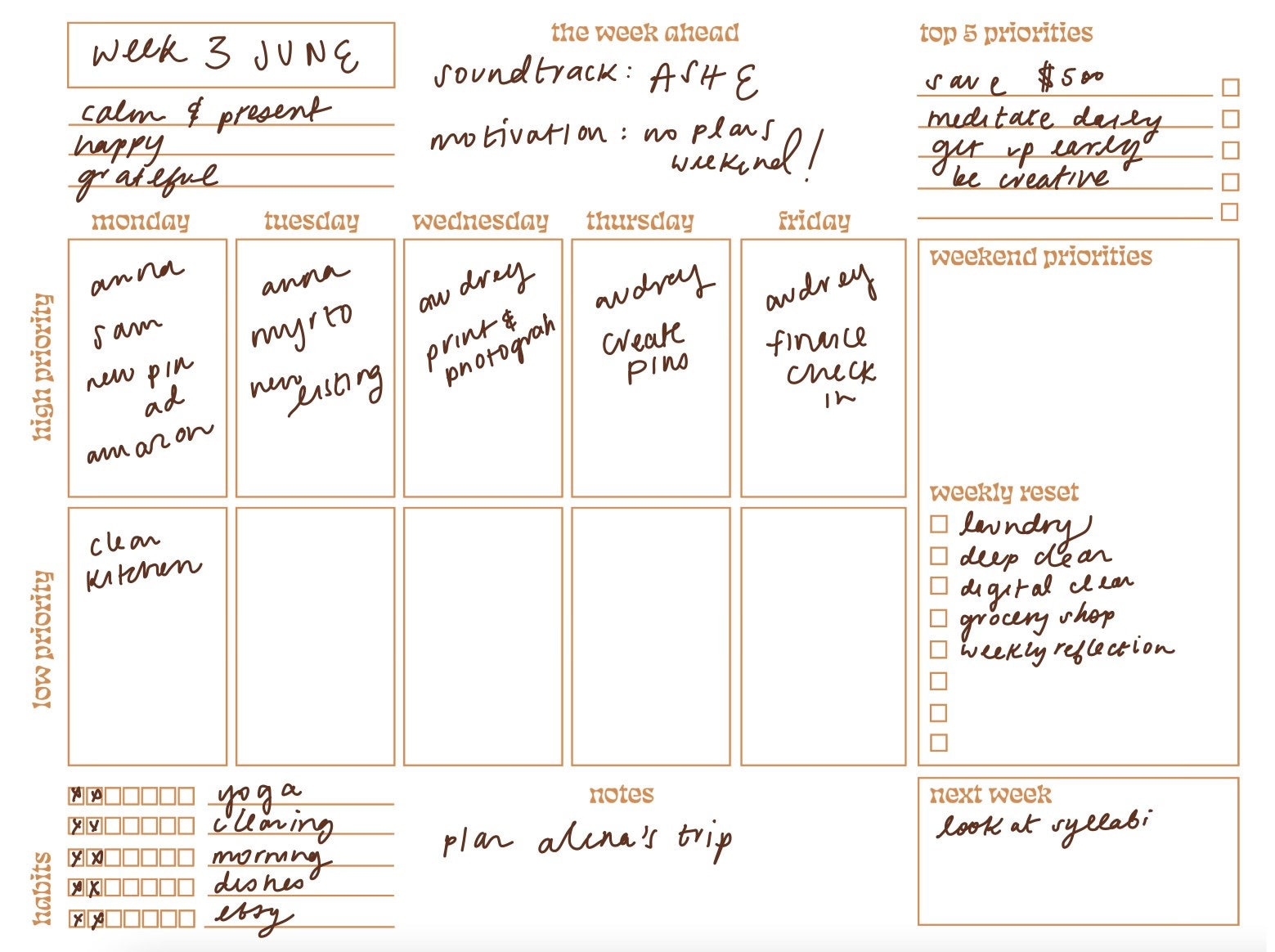 ADHD WEEKLY PLANNER // Printable Planner, Digital Daily Planner, iPad