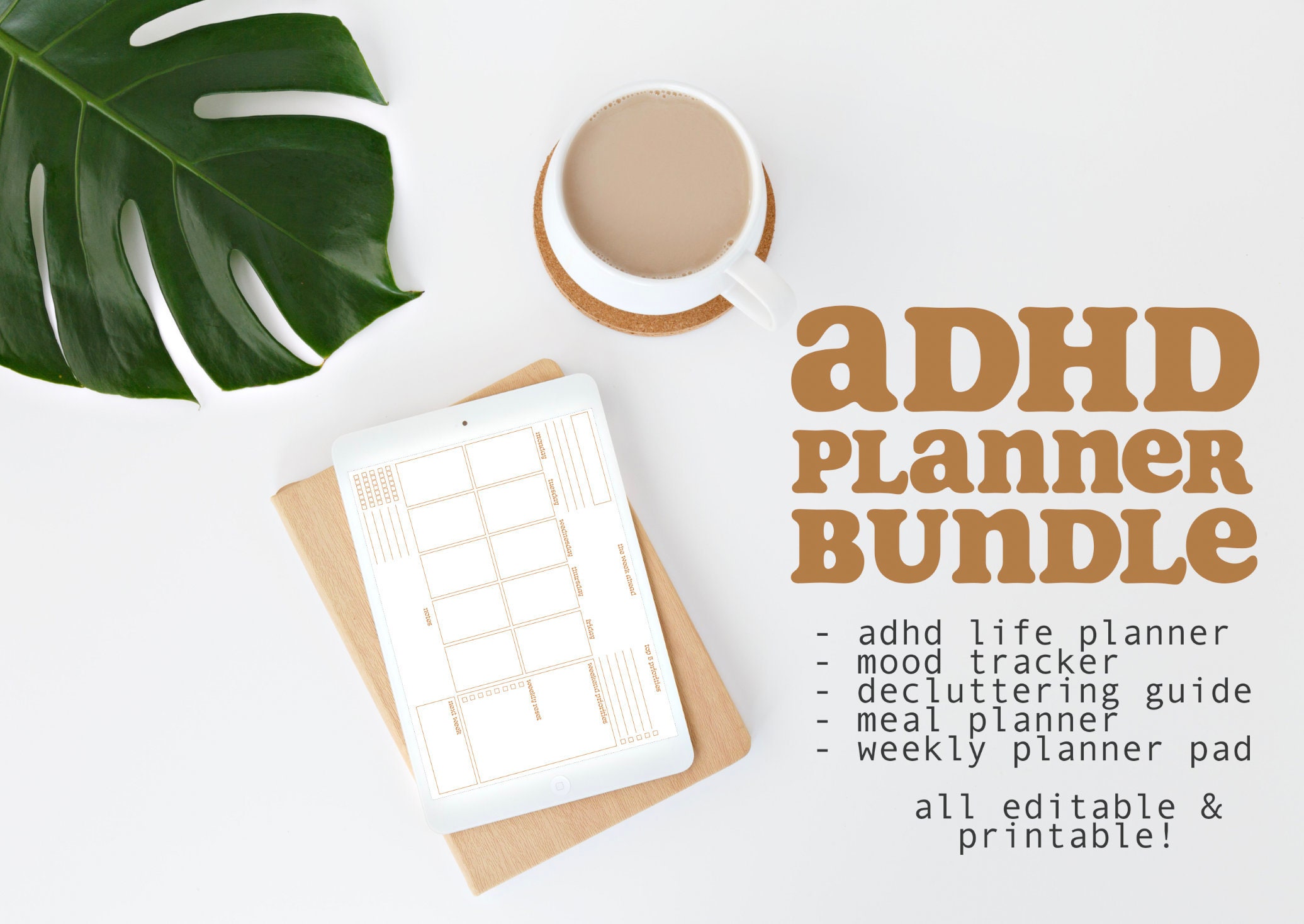 Adhd planner bundle printable weekly planner digital daily etsy