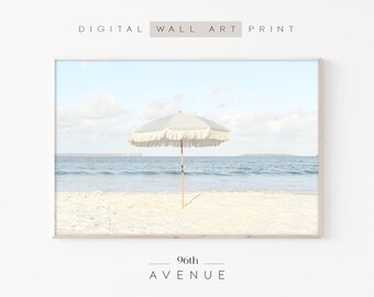Beach Umbrella Print | Beach Umbrella Printable | Beach Digital Poster | Coastal Wall Art | Digital Download