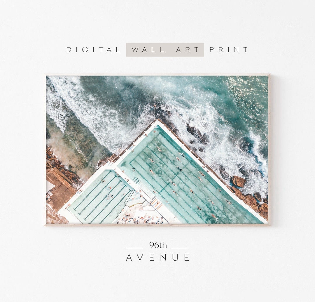 Bondi Beach Art Beach Wall Art Swimming Pool Art Ocean Print Aerial