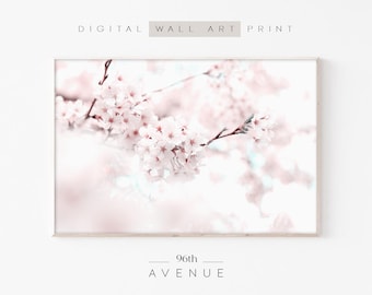 Cherry Blossom Printable Wall Art Download | Blooming Floral Tree Branch | Pastel Pink Spring Decor | Digital Sakura Print   #1173