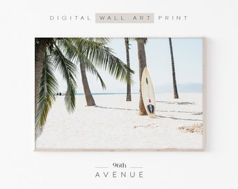 Art mural plage de surf | Impression de surf | Décoration sur le thème de la plage | Photographie de surf | Téléchargement numérique | Art de plage imprimable | Illustrations de planches de surf