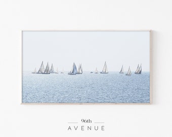 Samsung Frame Tv Art | Sailboats | Ocean Tv Art | Digital Art For Tv | Coastal Tv Art