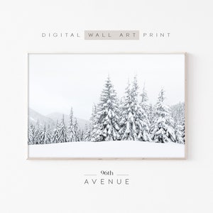Snowy Forest Print Digital Download | Christmas Art Print | Downloadable Prints | Winter Forest Wall Art