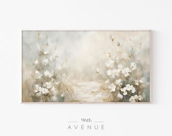 Neutral Flower Painting Frame TV Art Download | Vintage Wildflowers Samsung Frame TV Art | Abstract Floral Digital Art For TV    #1264tv