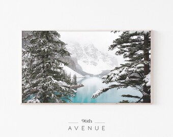 Winter Frame TV Art | Lake Landscape | Samsung Frame TV Art Christmas | Snowy Trees Art | Digital Art for Tv | Holiday Frame Tv | Snow Scene