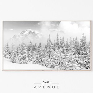 Samsung Frame TV Art Christmas |Frame TV Art |Snowy Trees Art |Digital Art for Tv |Holiday Frame Tv |Winter Frame Tv |Mountain Photography