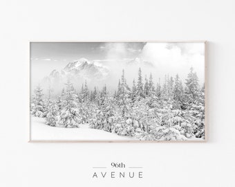 Samsung Frame TV Art Christmas |Frame TV Art |Snowy Trees Art |Digital Art for Tv |Holiday Frame Tv |Winter Frame Tv |Mountain Photography