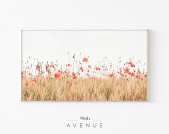 Samsung Frame Tv Art | Poppy Field | Digital Art For Tv | Frame Tv Art Farmhouse | Botanical Art For Frame TV | Instant Download