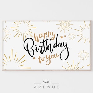 Samsung Frame TV Art Birthday | Happy Birthday Frame Tv | Digital Download | Frame Tv Art | Elegant Celebration | Minimalist Tv Art