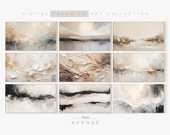 Minimalist Abstract Frame TV Art Set of 9 Digital Paintings | Neutral TV Screensaver Download    #C030