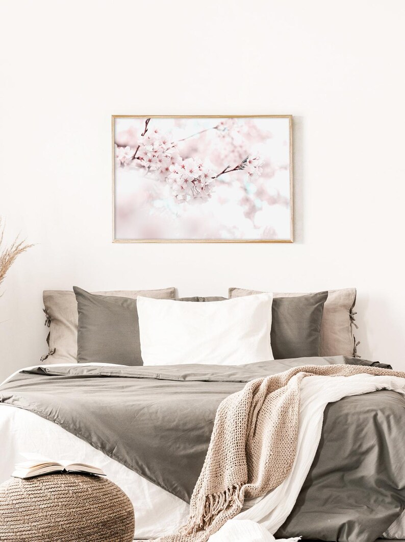 Cherry Blossom Printable Wall Art Download | Blooming Floral Tree Branch | Pastel Pink Spring Decor | Digital Sakura Print
