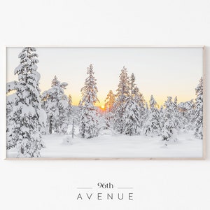 Samsung Frame TV Art Winter | Frame TV Art | Snowy Trees Art | Digital Art for Tv | Holiday Frame Tv | Christmas Frame Tv | Winter Sunset