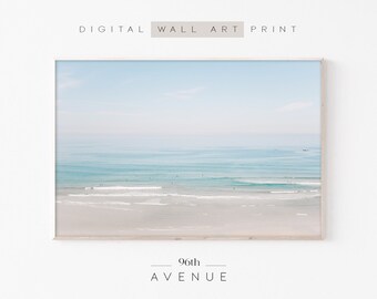 Ocean Landscape Print | Printable Aerial Beach Photography | Instant Download
