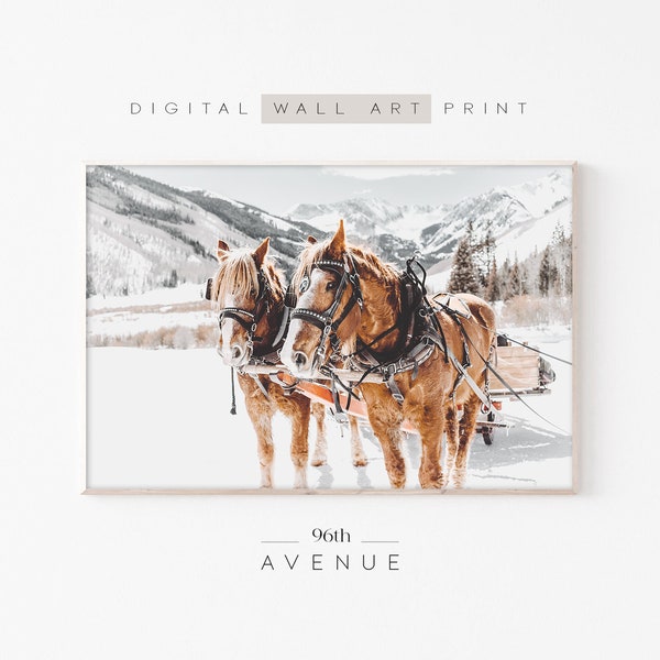 Horse Printable Art | Winter Prints | Horse Photography | Equine Art | Rustic Holiday Decor | Horse Print |Digital Download |Animal Wall Art