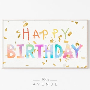 Geburtstag Rahmen Tv Kunst | Alles Gute zum Geburtstag | Samsung Rahmen Tv Art | Geburtstag Tv Wand Kunst | Digitale Tapete | Geburtstagsfeier | Gold Konfetti