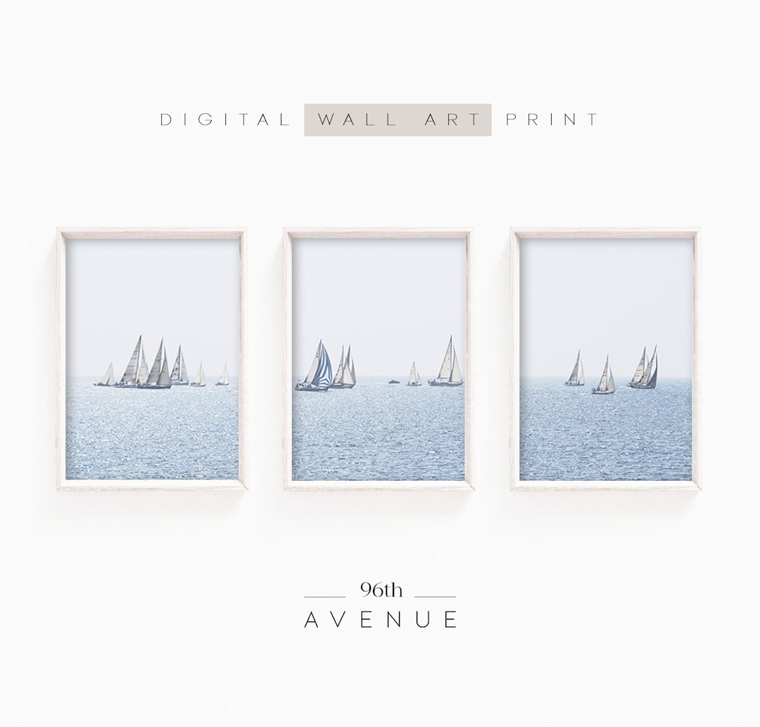 Set of 3 Prints | Sailboat Print | Coastal Art | Downloadable Prints ...