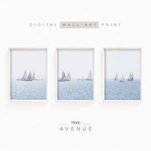 Set Of 3 Prints | Sailboat Print | Coastal Art | Downloadable Prints | Coastal Decor | Yacht Photography | Printable Nautical Wall Art