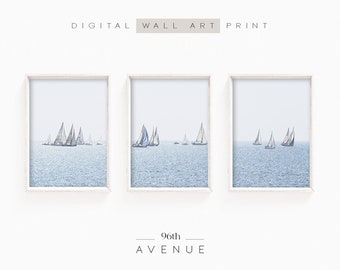 Set Of 3 Prints | Sailboat Print | Coastal Art | Downloadable Prints | Coastal Decor | Yacht Photography | Printable Nautical Wall Art