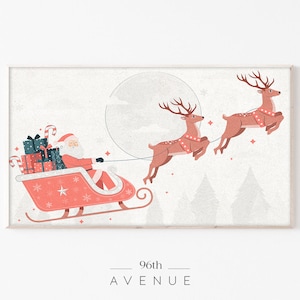 Samsung Frame TV Art | Christmas Santa Sleigh And Reindeers Digital Art For TV