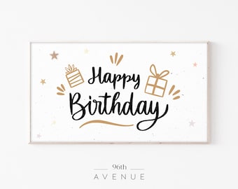 Samsung Frame Tv Art Birthday | Happy Birthday Frame Tv | Digital Download | Frame Tv Art | Samsung The Frame | Minimalist Tv Art