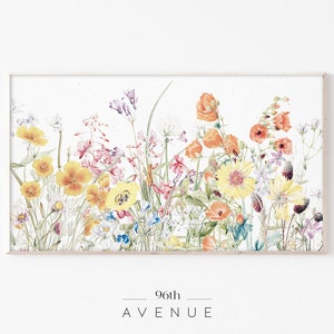 Illustration pour téléviseur avec cadre Samsung | Art mural printanier | Art floral | Fleurs de printemps | Téléchargement numérique | Cadre Tv Art Fleurs