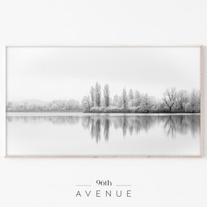 Samsung Frame TV Art | Winter Lake Landscape Digital TV Art | Instant Download