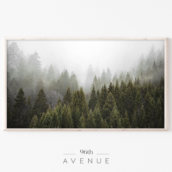 Samsung Frame TV Art | Moody Foggy Forest Landscape | Digital TV Art Download