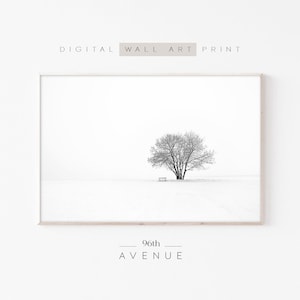 Arte de árbol en blanco y negro / Impresión de paisaje abstracto / Galería minimalista de pared / Impresiones de arte moderno / Impresiones descargables / Fotografía de naturaleza