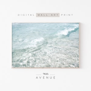 Strand Wellen Druck | Ocean Wand Kunst | Hellblaues Meer Fotografie | Druckbare Küsten Wohnkultur | Digitales Sommer Poster | Sofort Download