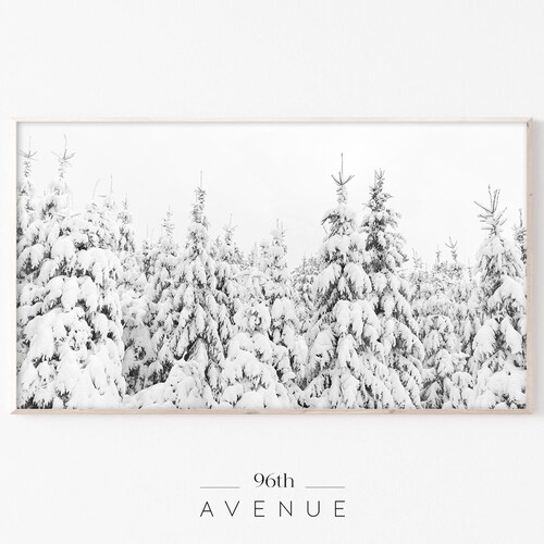 Christmas Frame Tv Art Snow Pine Trees samsung Frame Tv Art Etsy
