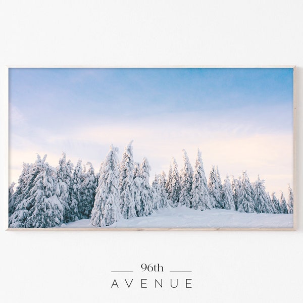 Snow Covered Trees Winter Wall Art For Samsung Frame Tv