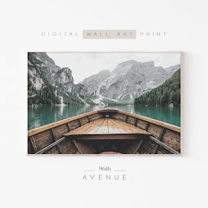 Canoe Wall Art For Lake House Decor | Mountain Lake Print | Printable Nature Photography | Instant Download