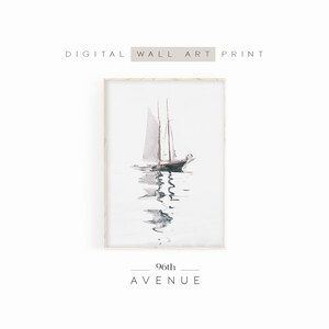Vintage Sailboat Watercolor Painting | Digital Nautical Wall Art DOWNLOAD