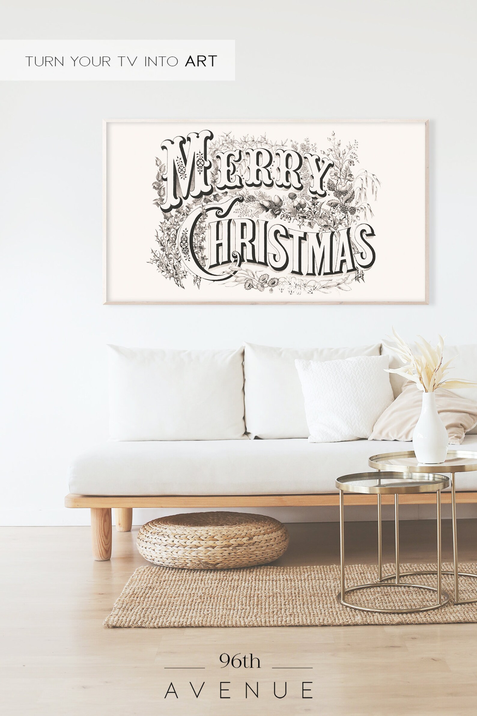 Samsung Frame Tv Art Merry Christmas Sign Festive Wall Art Etsy
