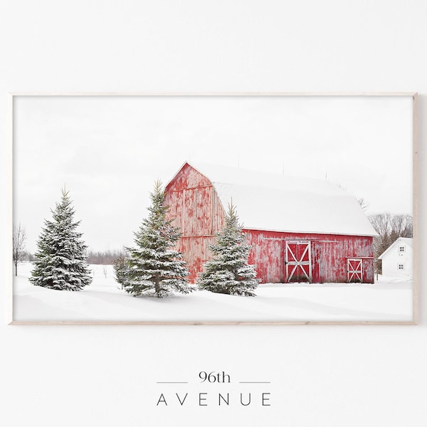 Winter Frame Tv Art | Barn In Snow | Samsung Frame Tv Art | Rustic Holiday Decor | Old Barn Photo | Christmas Frame Tv |Holiday Frame Tv Art