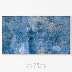 Painting Samsung Frame Tv Art | Abstract Wall Art | Blue Acrylic Painting | Blue Abstract Art For Frame Tv | Antique Oil Painting Download
