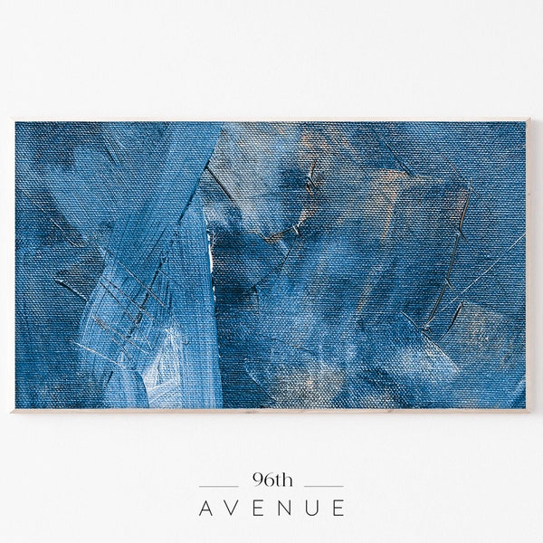 Painting Samsung Frame Tv Art | Abstract Wall Art | Blue Acrylic Painting | Blue Abstract Art For Frame Tv | Antique Oil Painting Download
