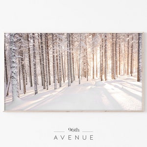 Sztuka na telewizorze Frame Tv Winter | Sztuka na telewizorze Frame Tv Samsung | Zimowe słońce | Sztuka cyfrowa na telewizor | Świąteczna ramka na telewizor | Świąteczna ramka na telewizor | Zimowy zachód słońca | Złota godzina