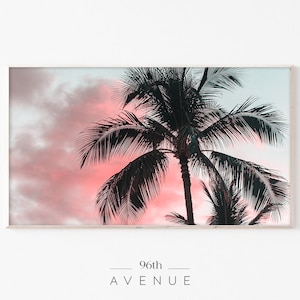 Samsung Frame Tv Art | Palm Tree Tv Art | Beach Sunset Frame Tv Art | Digital Art for Tv