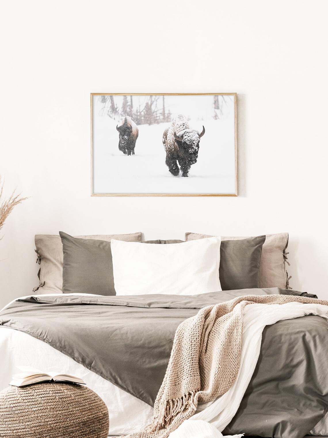 Bison Wall Art | Buffalo Print | Printable Winter Art | Wilderness ...